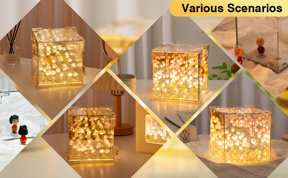 DIY Tulip LED Night Light & Mirror Cube Gift