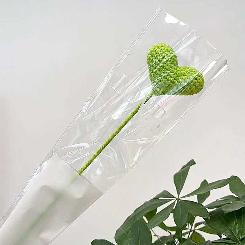 40cm Knitted Heart-Shaped Crochet Flower – 1PC