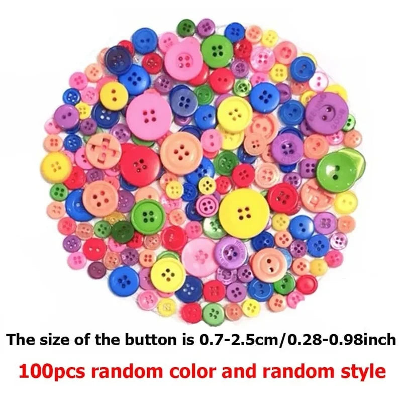 100pcs Mixed Color Round Resin Buttons – DIY Sewing Accessories