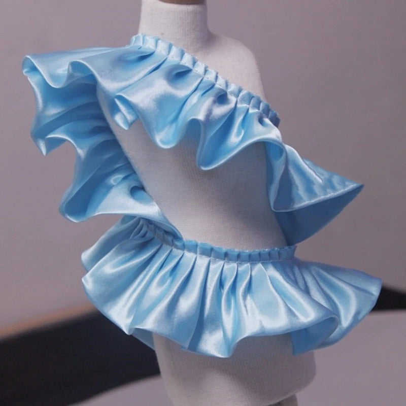 12-Color Reflective Ruffled Lace Fabric for DIY Crafts