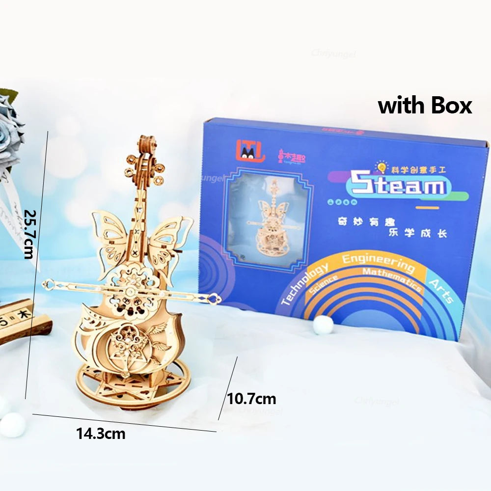 3D Wooden Cello Puzzle DIY Music Box Model Kit