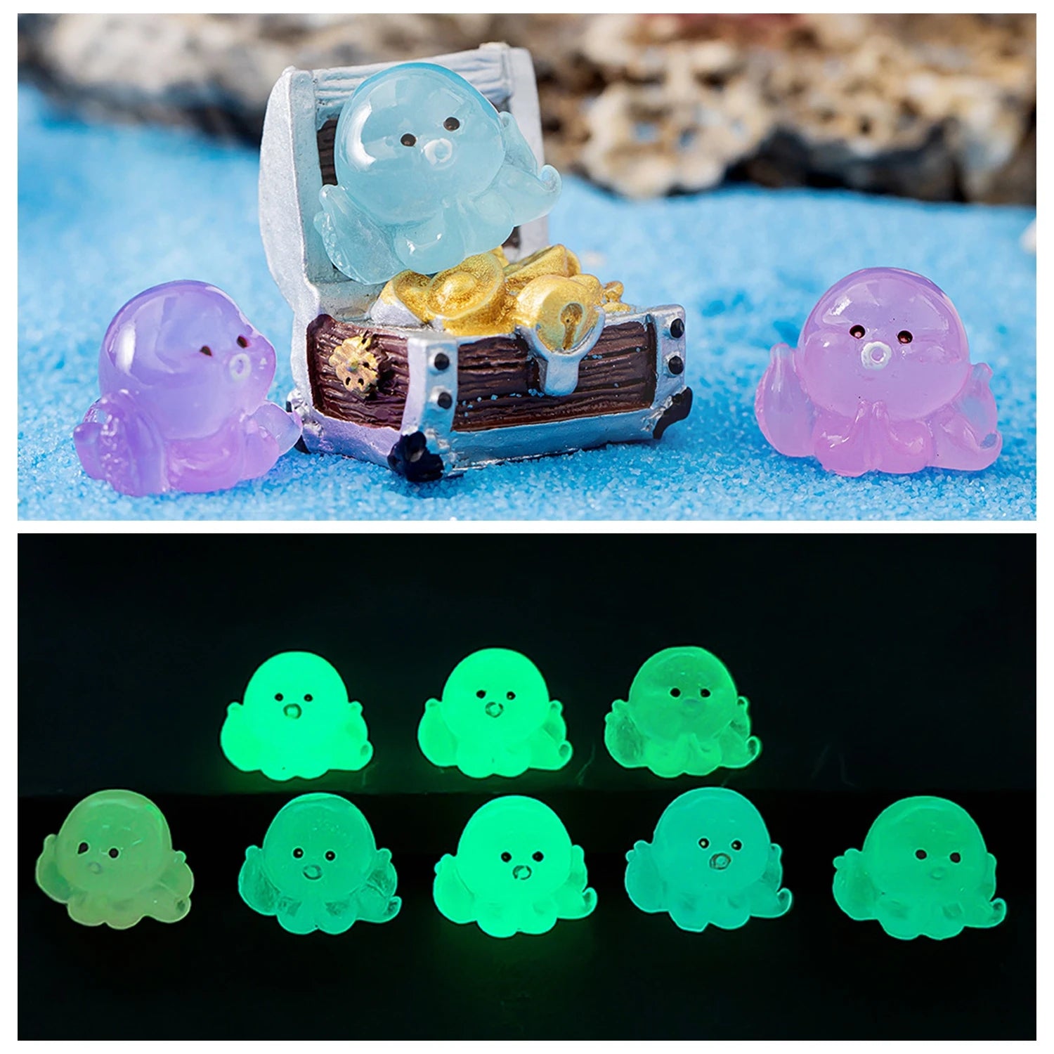 Mini Glow-in-the-Dark Animal and Mushroom Figurines for Fairy Garden