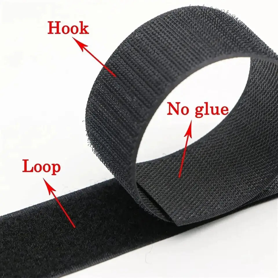 5M Sew-On Hook & Loop Fastener Tape – Black Nylon Strip