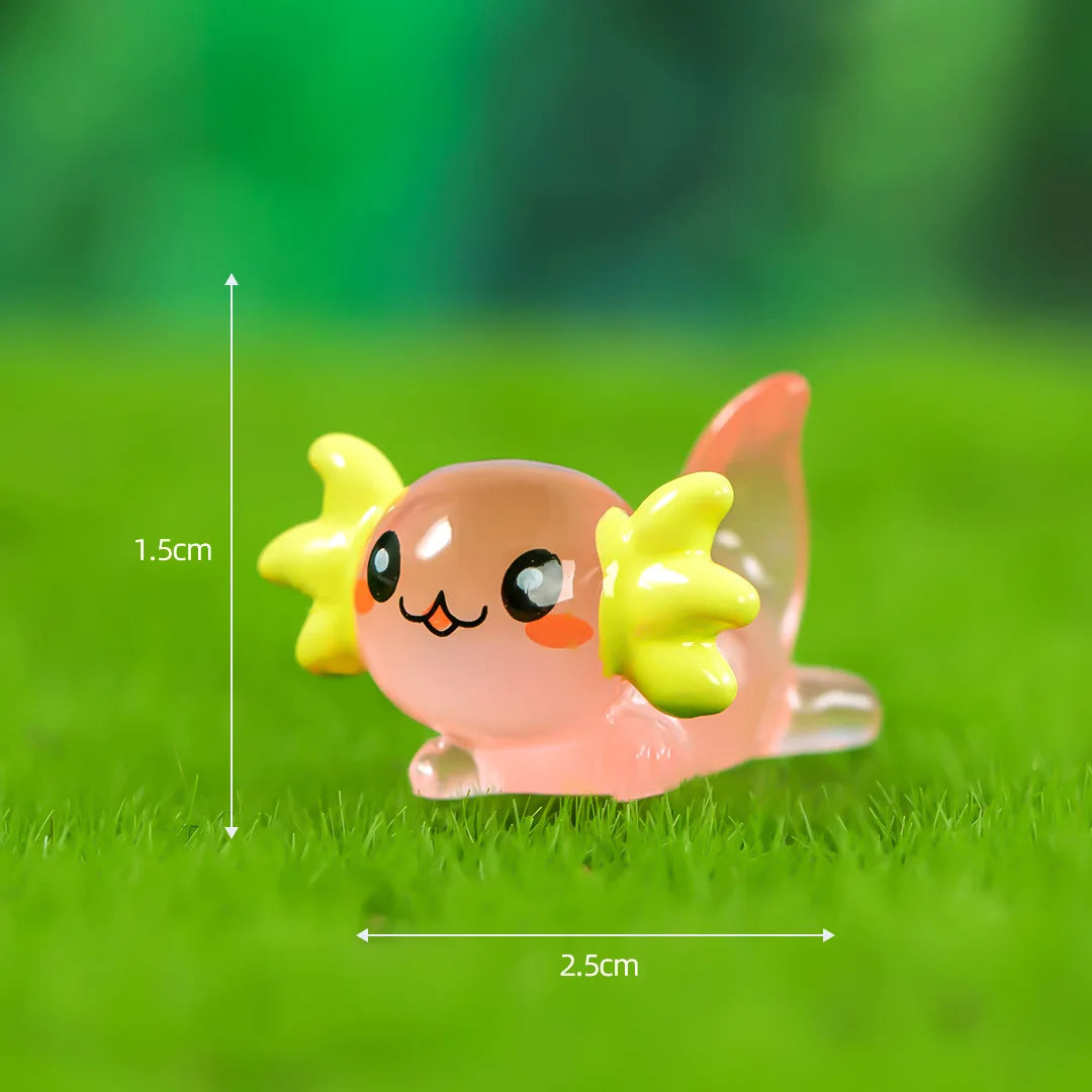 8-15PCS Glow-in-the-Dark Axolotl Miniatures for Microlandscape & Fish Tank Deco