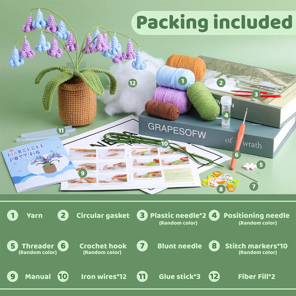 KRABALL Moth Orchid Crochet Kit for Beginners