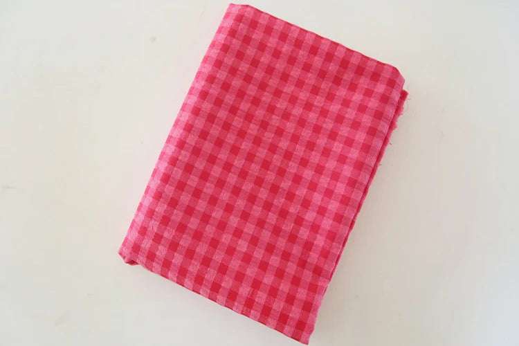 Pitaya Red Plaid Yarn-Dyed Cotton Linen Fabric 145x50cm