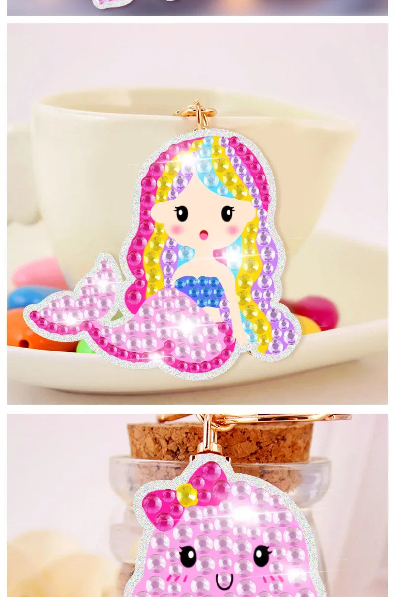 15pcs DIY Diamond Painting Keychain Kit for Kids