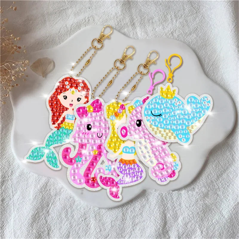 15pcs DIY Diamond Painting Keychain Kit for Kids