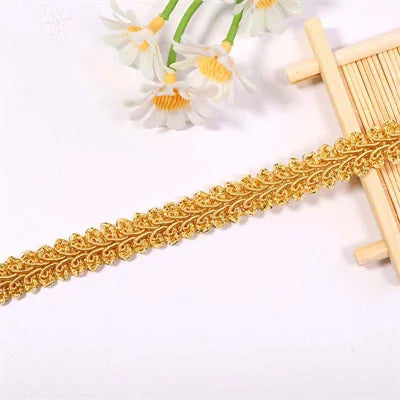10Y Gold Silver Braided Lace Trim Ribbon