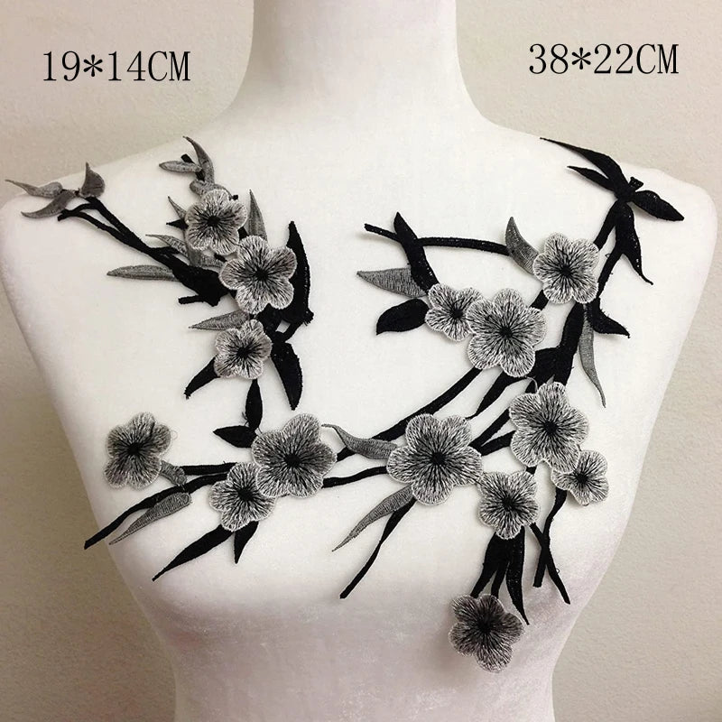 3D Flower Embroidery Applique Patch – 2Pcs Set