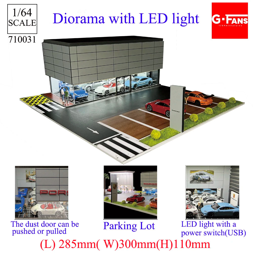 GFans 1:64 Scale Car Garage Diorama Model with LED Lights