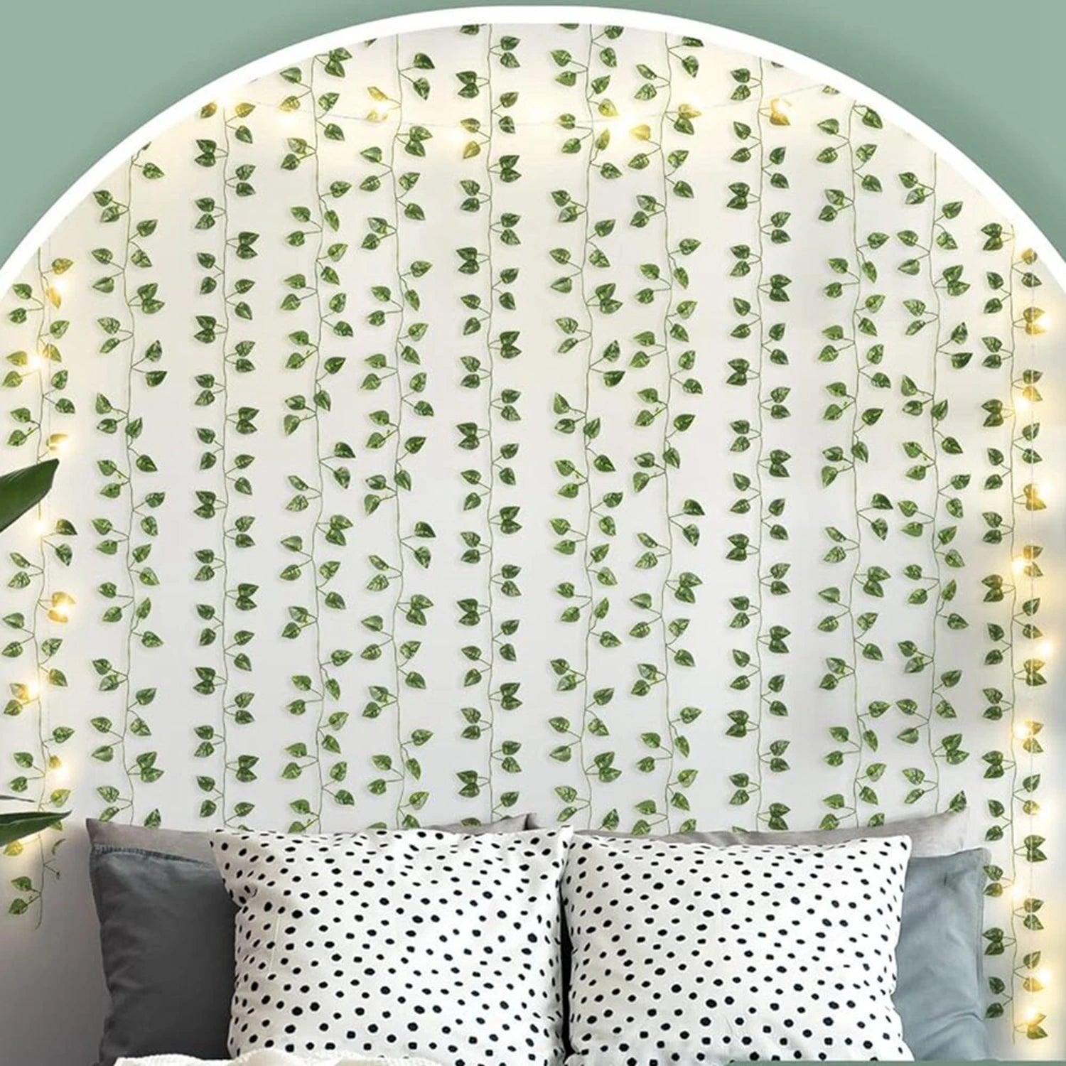 2M LED Green Vine with Artificial Leaves for Decoration