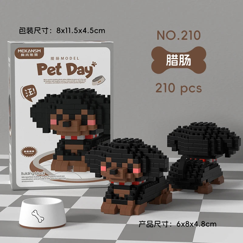 HUIQIBAO Mini Pet Micro Building Blocks – Dog & Cat Models