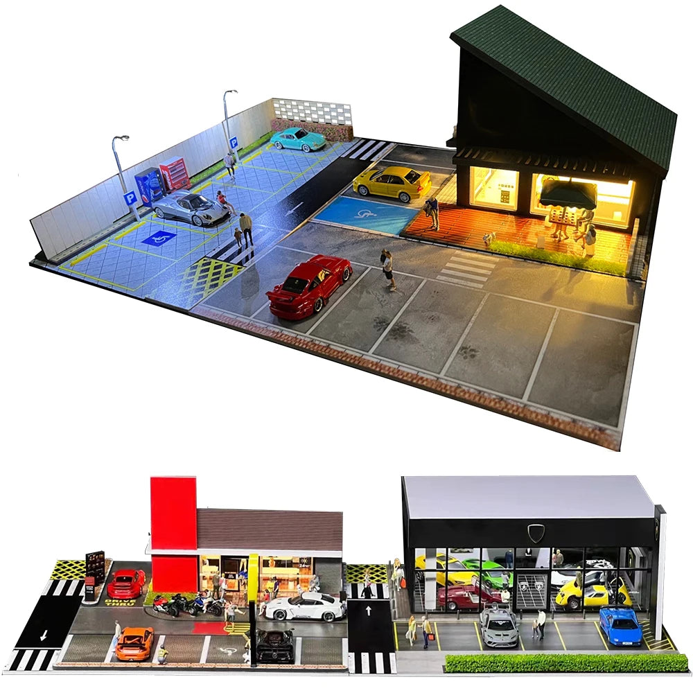 GFans 1:64 Scale Car Garage Diorama Model with LED Lights