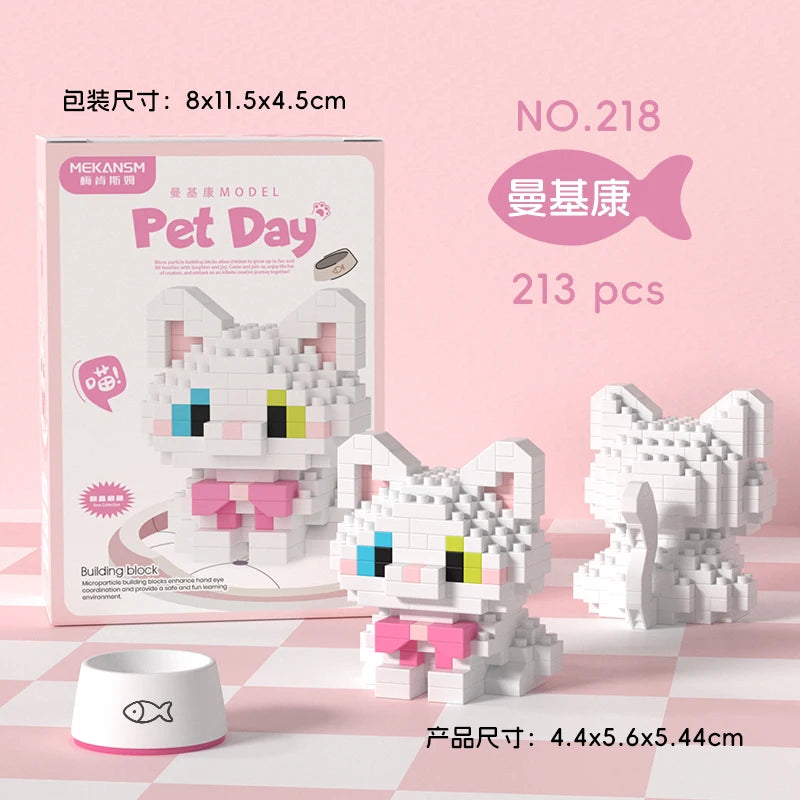 HUIQIBAO Mini Pet Micro Building Blocks – Dog & Cat Models