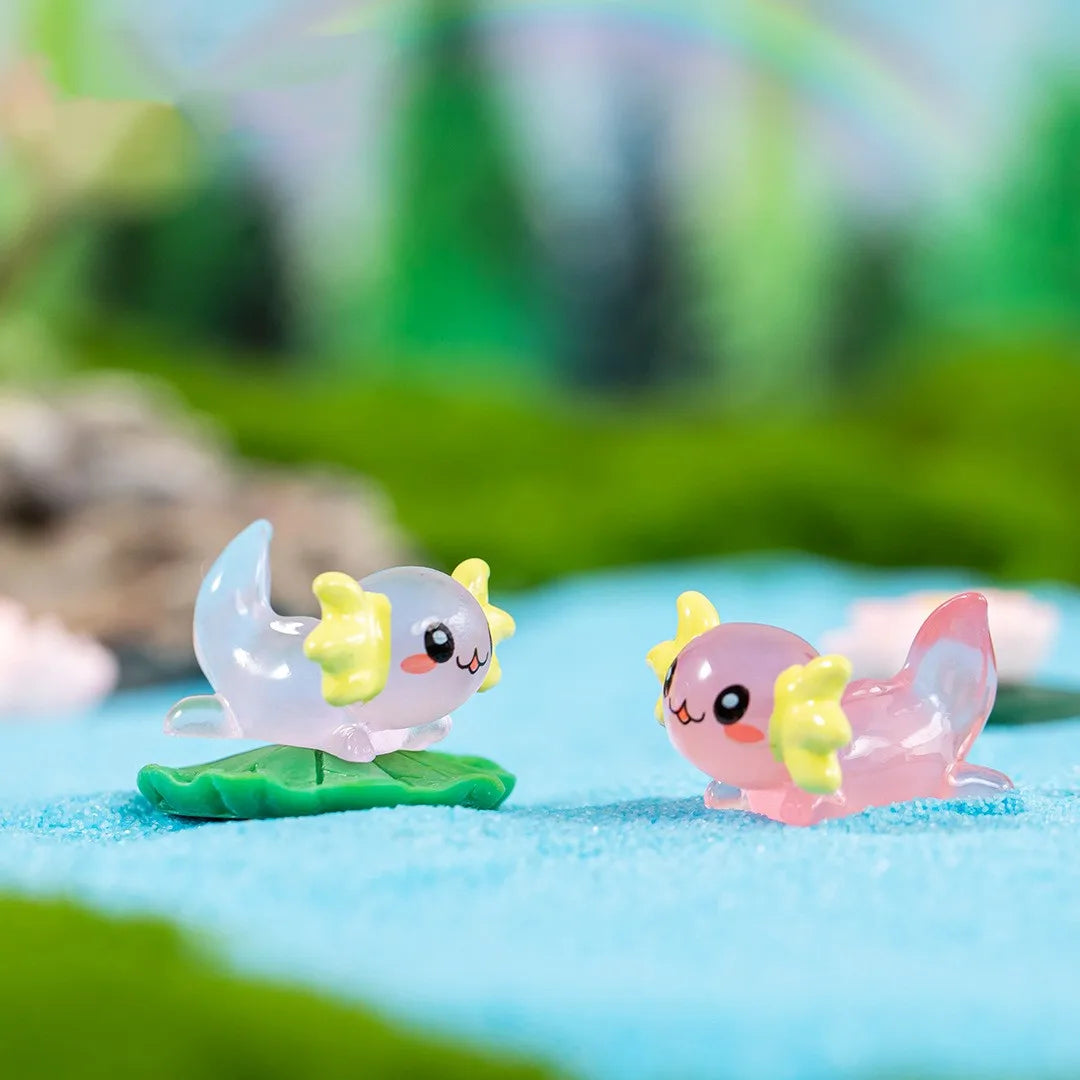 8-15PCS Glow-in-the-Dark Axolotl Miniatures for Microlandscape & Fish Tank Deco