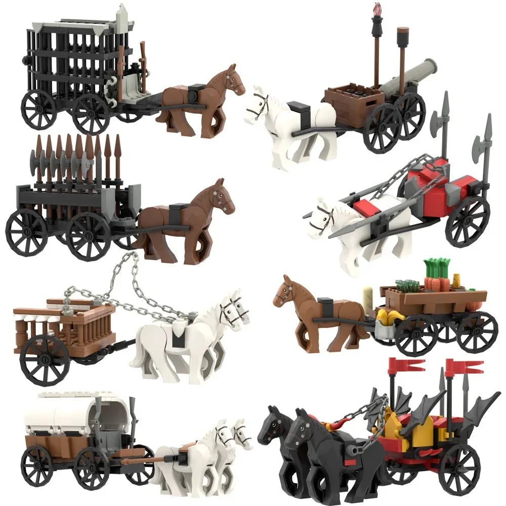 MOC Medieval Carriage & Military Weapons Set