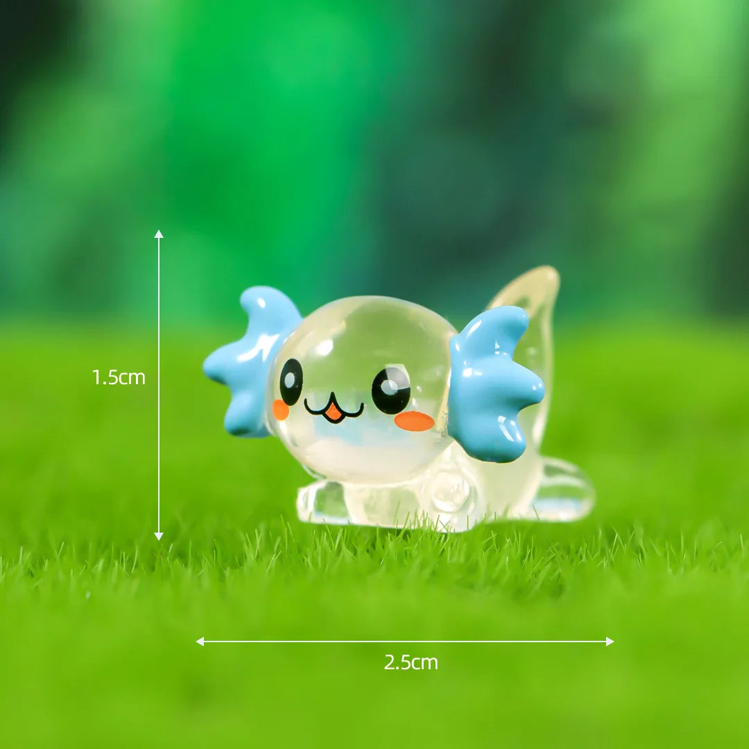 8-15PCS Glow-in-the-Dark Axolotl Miniatures for Microlandscape & Fish Tank Deco