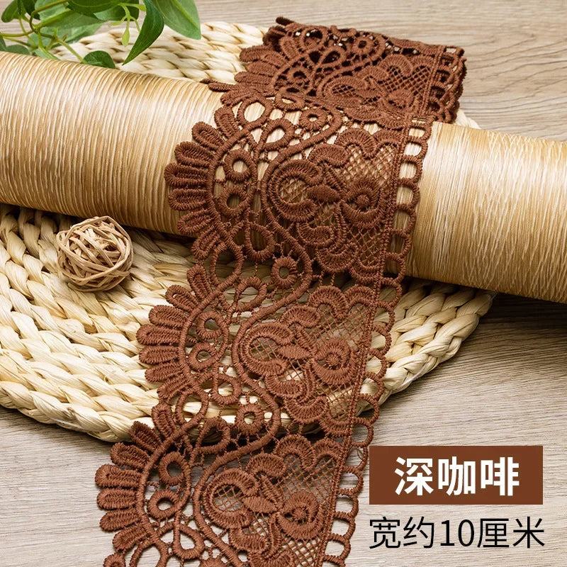 10cm Hollow Floral Embroidered Elastic Lace Trim