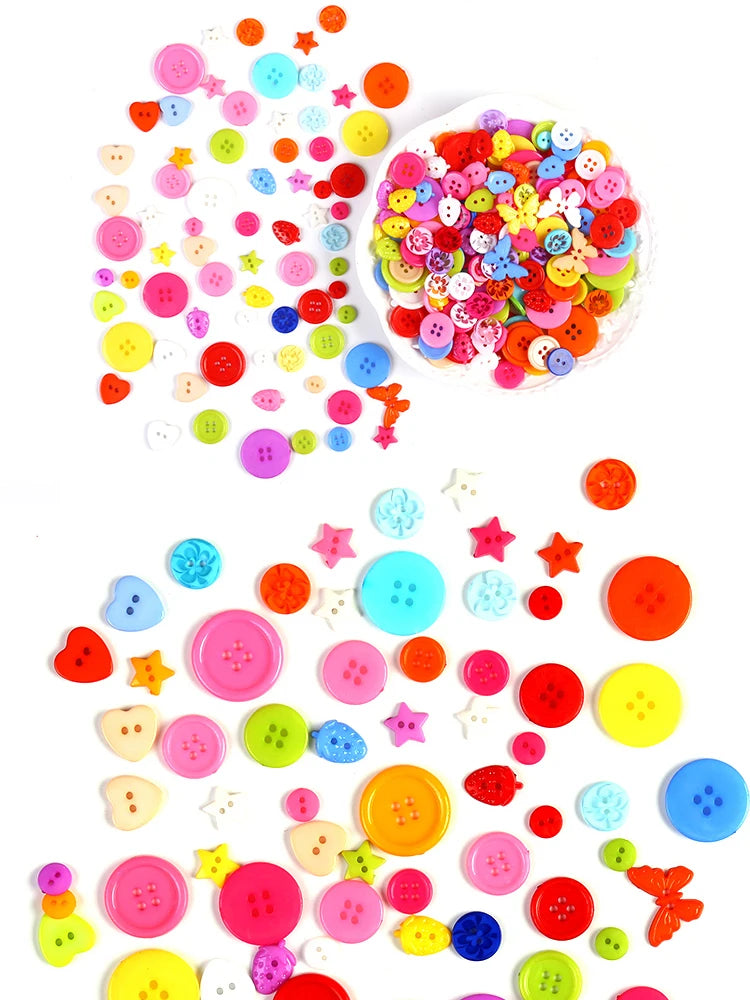 100pcs Mixed Color Round Resin Buttons – DIY Sewing Accessories