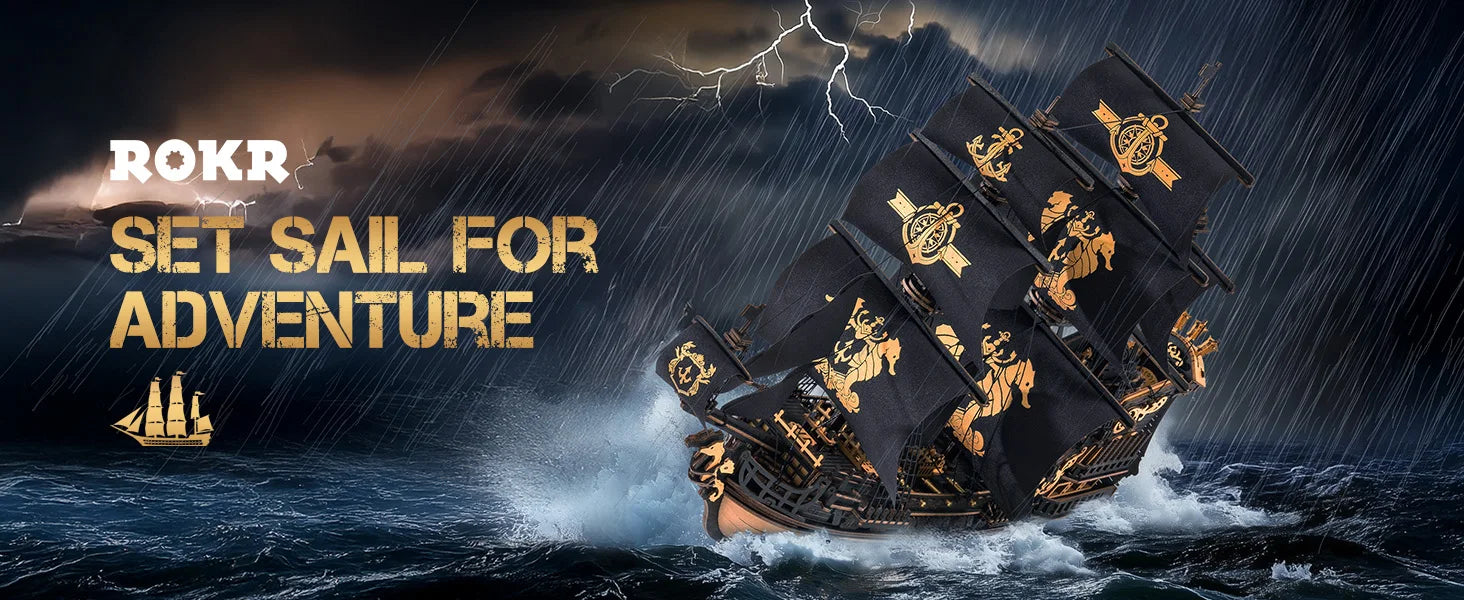 Robotime Rokr 3D Wooden Puzzle – Seahouse Barque Model Kit for Teens & Adults