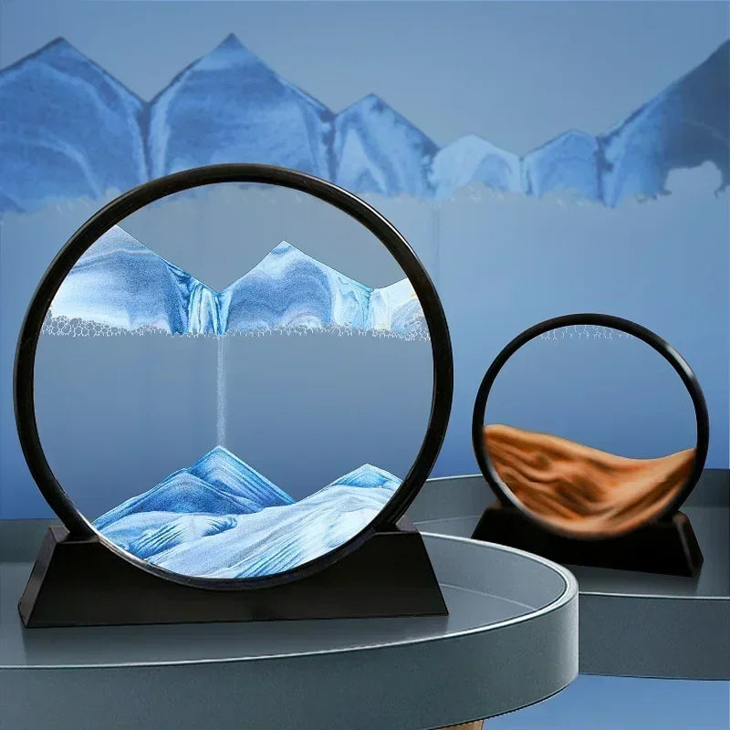 3D Moving Sand Art – Round Glass Deep Sea Quicksand Decor