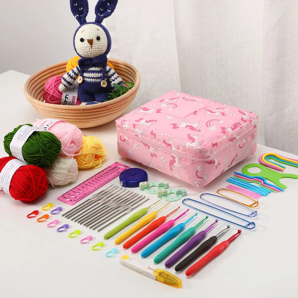 Gradient Cotton Yarn & 59pcs Crochet Hook Kit – DIY Beginner Knitting Set