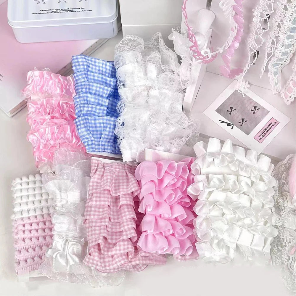 10pcs Plaid Lace Strips for DIY Sewing and Decor