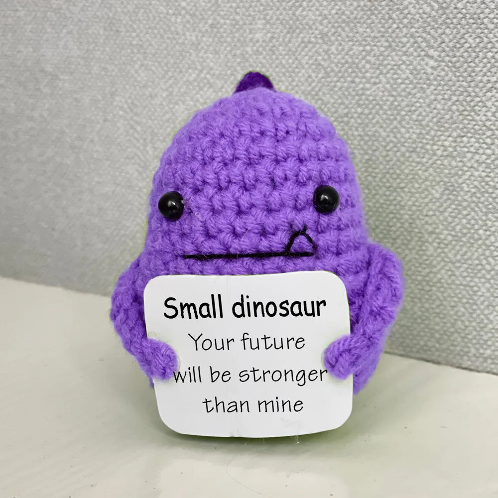 Crochet Positive Energy Shark – Handmade Ornament with Affirmation Card