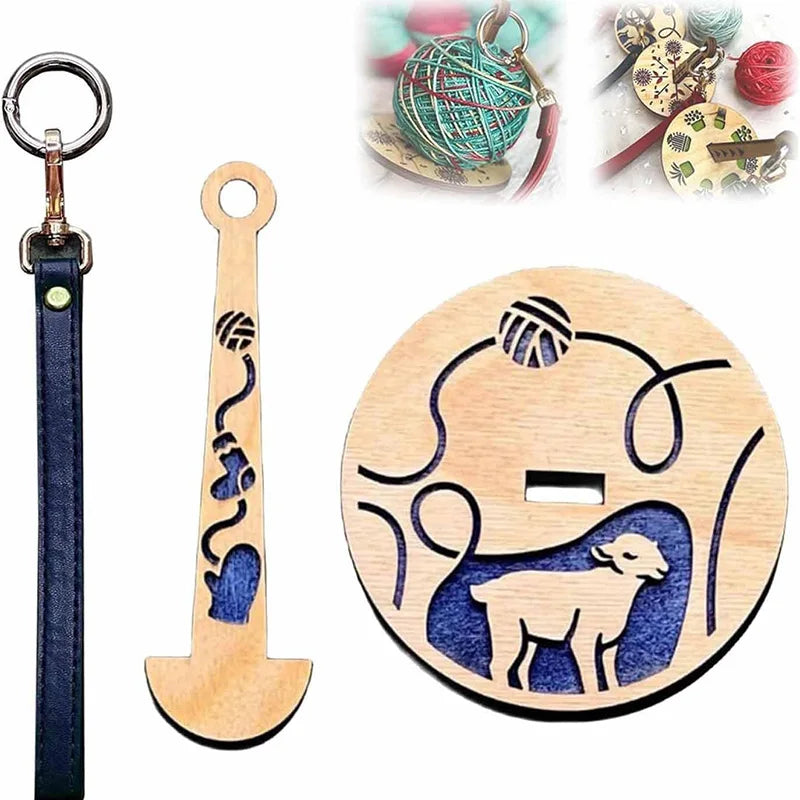 Portable Wooden Yarn Holder – Foldable with Wrist Charm