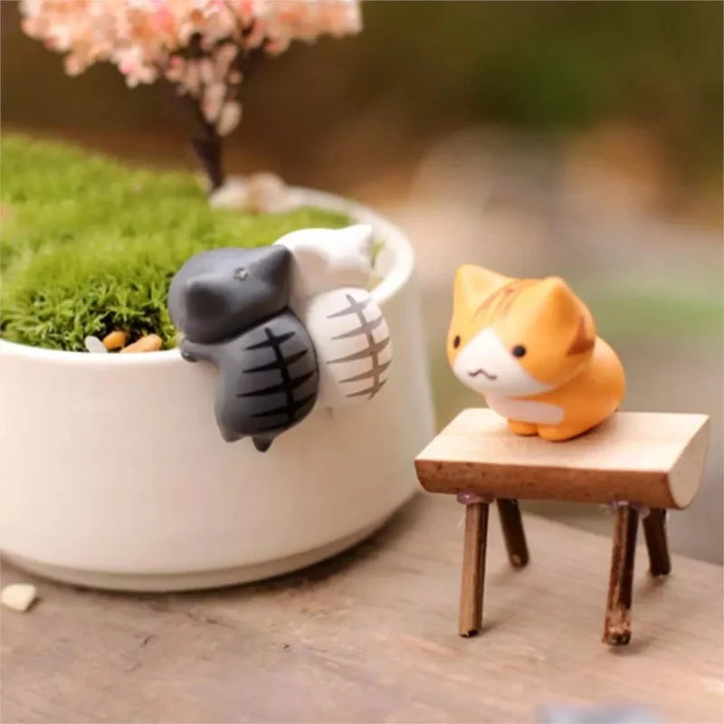 6Pcs Mini Lucky Cat Figurines for Garden and Bonsai Decor