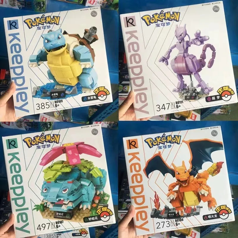 Pokémon Building Block Figures – Charizard, Mewtwo, Venusaur Models