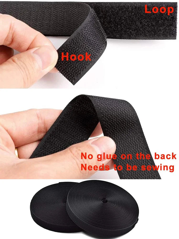 5M Sew-On Hook & Loop Fastener Tape – Black Nylon Strip