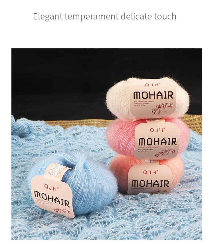 6pcs Soft Mohair Angora Yarn – Fluffy Lace Yarn for Knitting & Crochet (25g/pc)