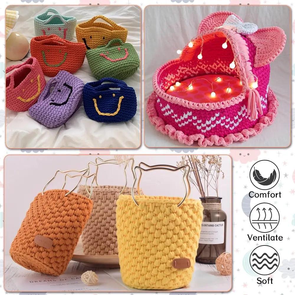 400g Thick T-Shirt Yarn – Elastic Fabric for DIY Crochet & Knitting