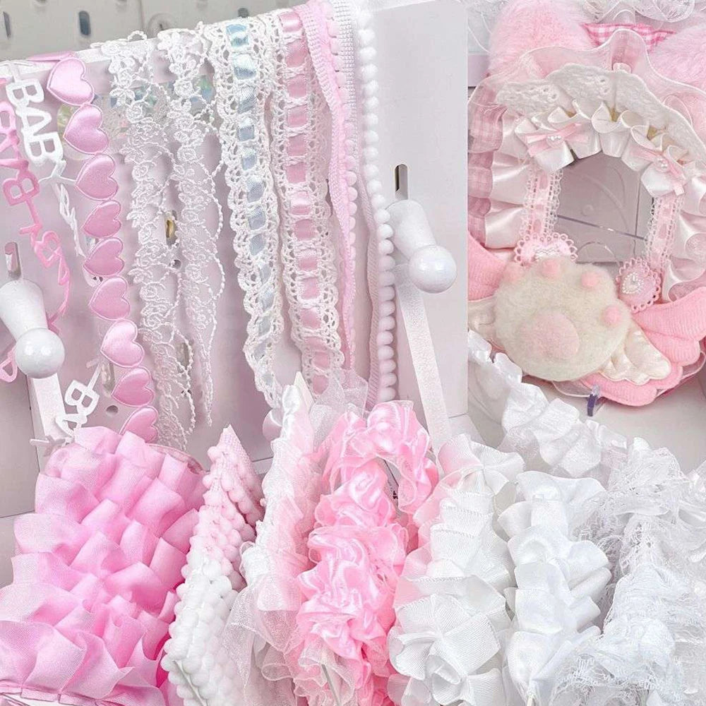 10pcs Plaid Lace Strips for DIY Sewing and Decor