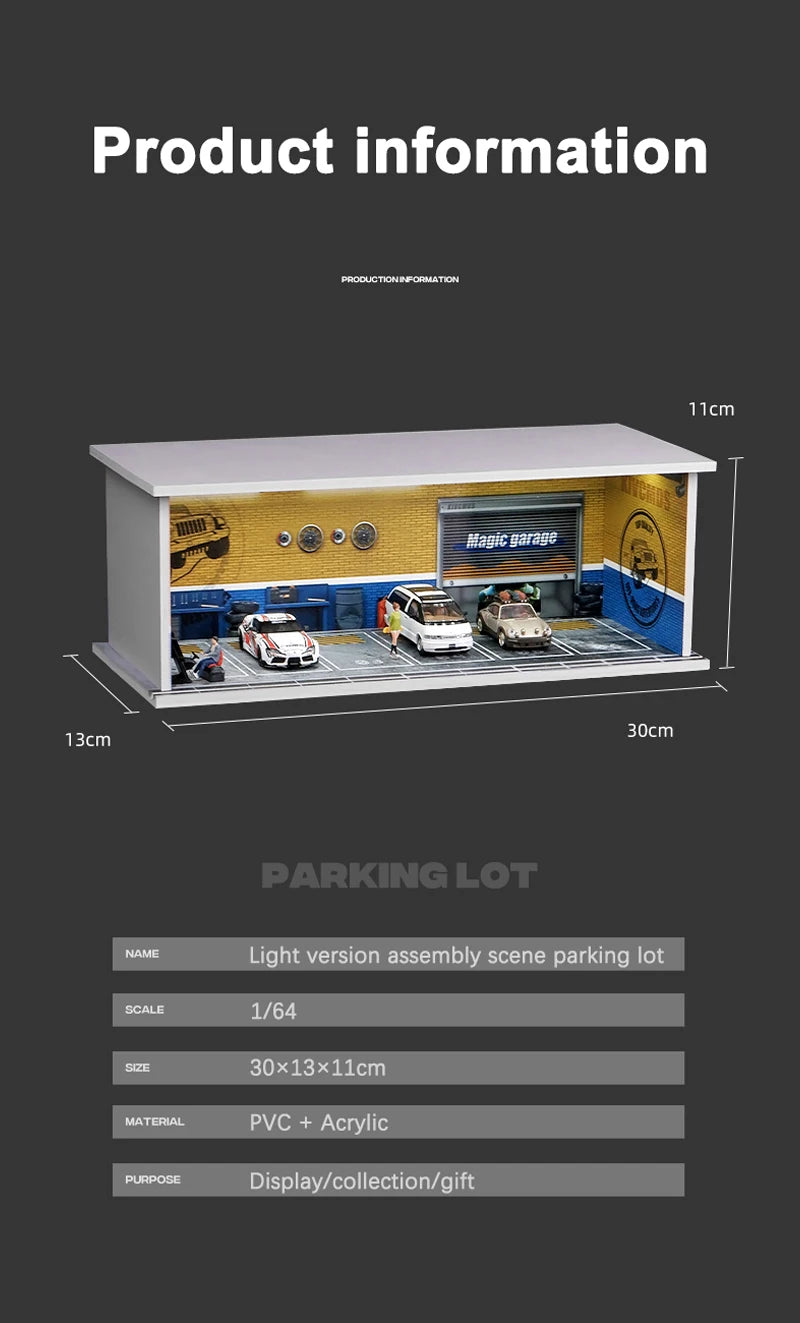 1/64 Scale Garage Model Scene with Lights – Diorama Decoration1/64 Scale Garage Model Scene with Lights – Diorama Decoration
