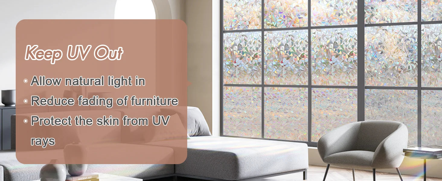 Rainbow Static Cling Stained Glass Privacy Film