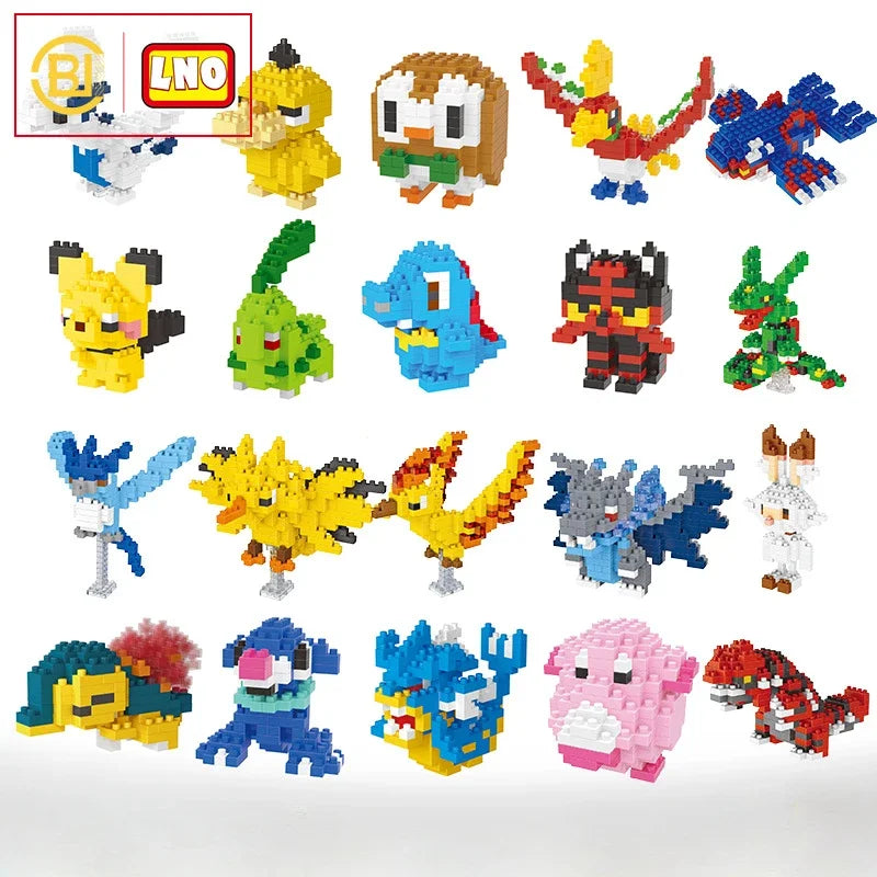 Mini Pokémon Building Blocks – Pikachu, Charizard, Eevee, Mewtwo