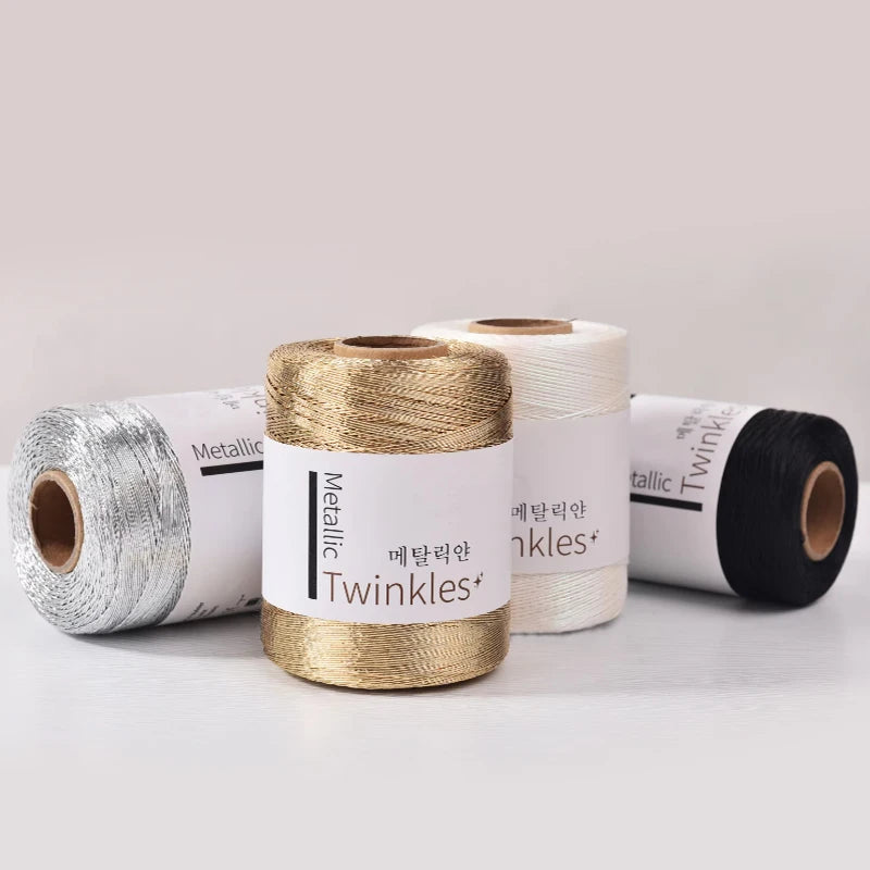 200g Metallic Glitter Yarn – Gold & Silver Thread for DIY Crochet & Knitting