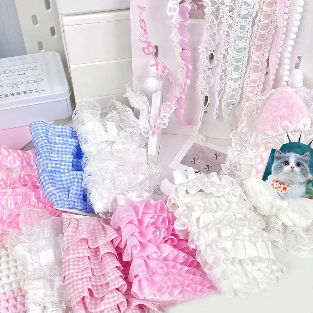 10pcs Plaid Lace Strips for DIY Sewing and Decor