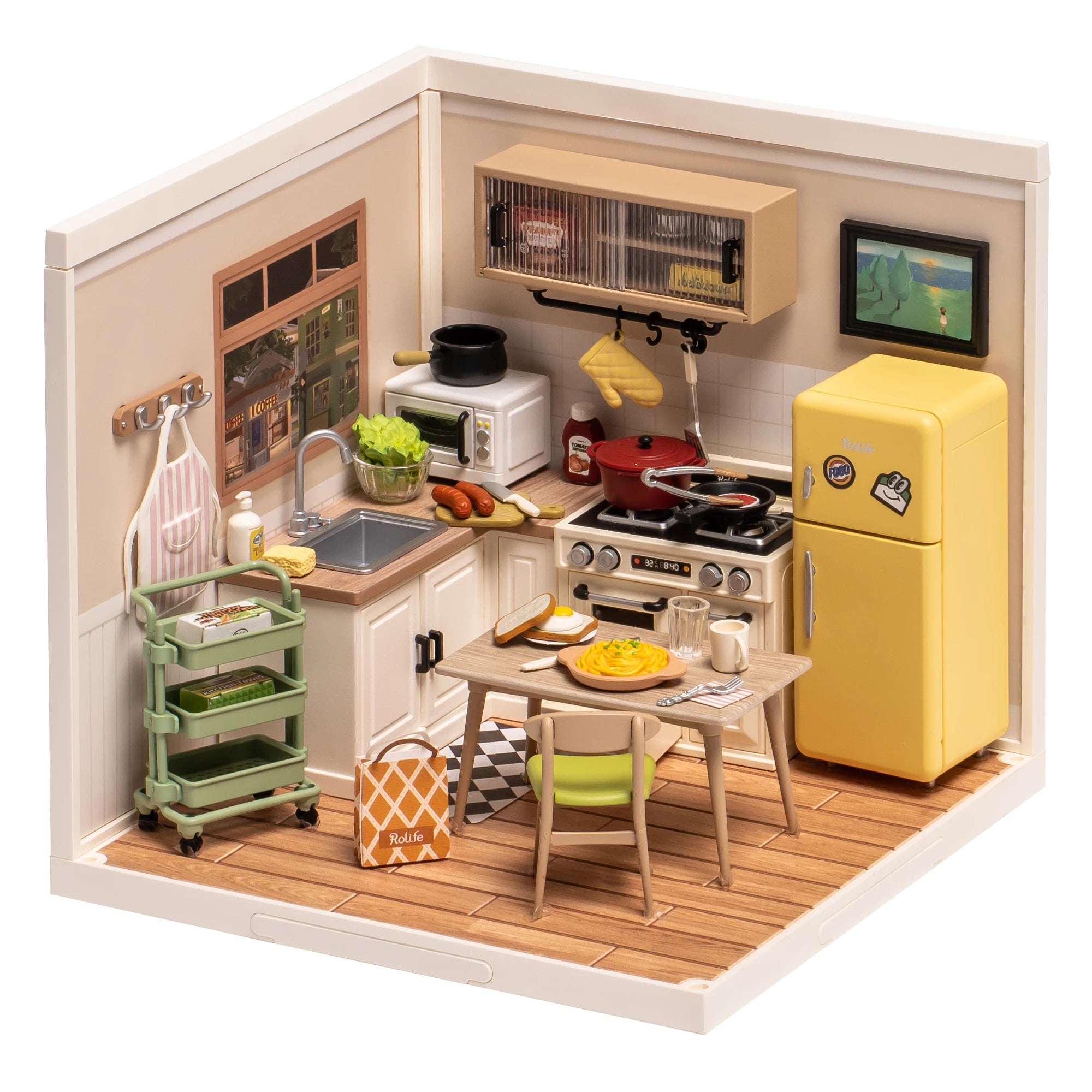Robotime Rolife Mini Fast Food Kitchen DIY Model Kit