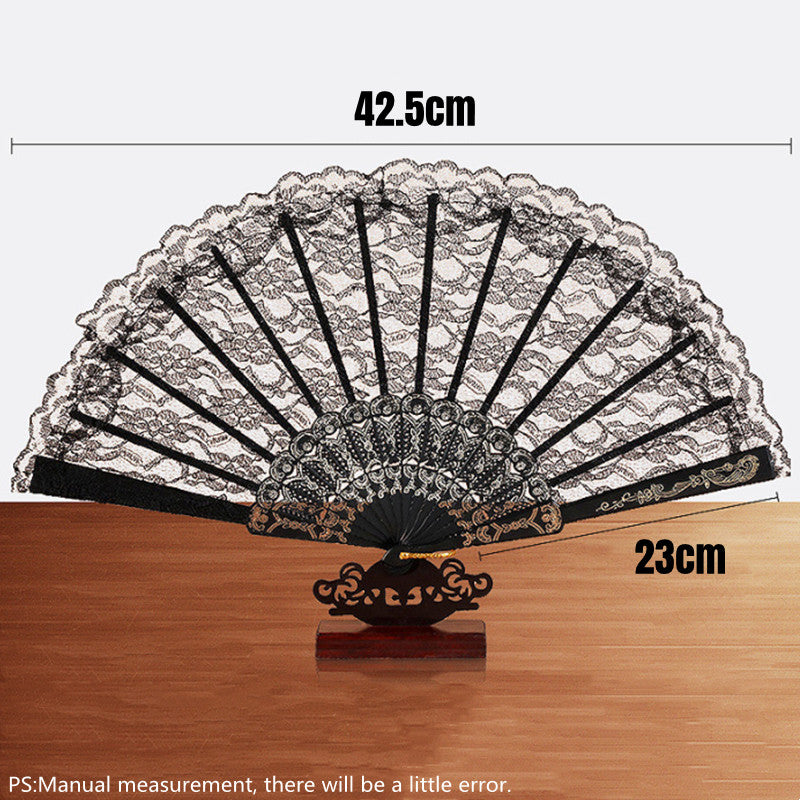 Retro Lace Folding Hand Fan for Dance and Decor