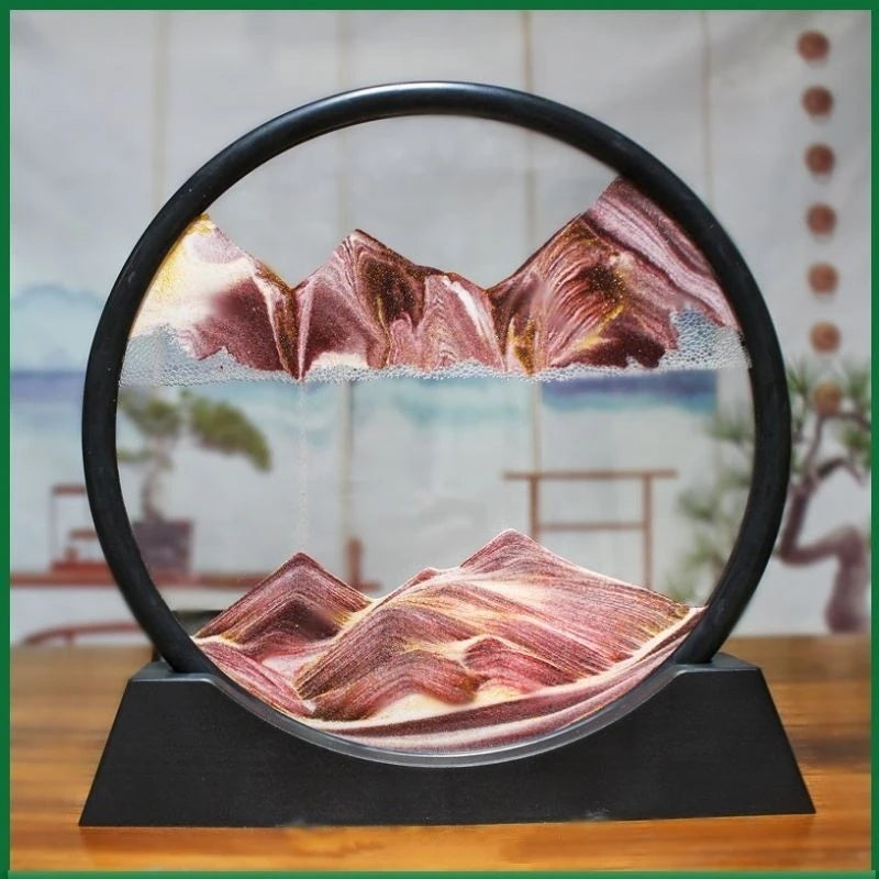 3D Moving Sand Art – Round Glass Quicksand Hourglass Decor