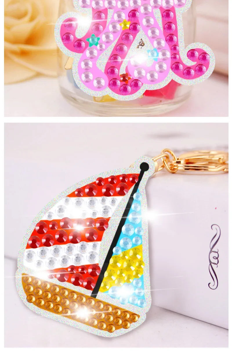 15pcs DIY Diamond Painting Keychain Kit for Kids