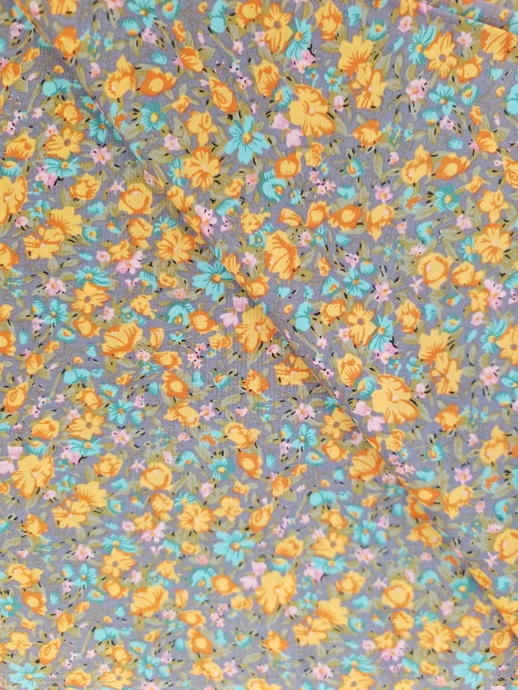 Blue White Porcelain Rose Cotton Poplin Fabric 140x50cm