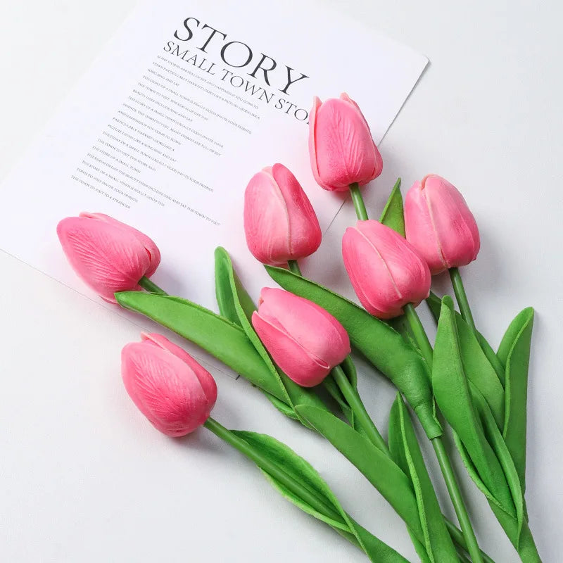 Silicone Artificial Tulip Bouquet – Realistic Floral Stems for Home & Wedding Decor