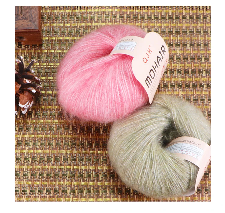 6pcs Soft Mohair Angora Yarn – Fluffy Lace Yarn for Knitting & Crochet (25g/pc)