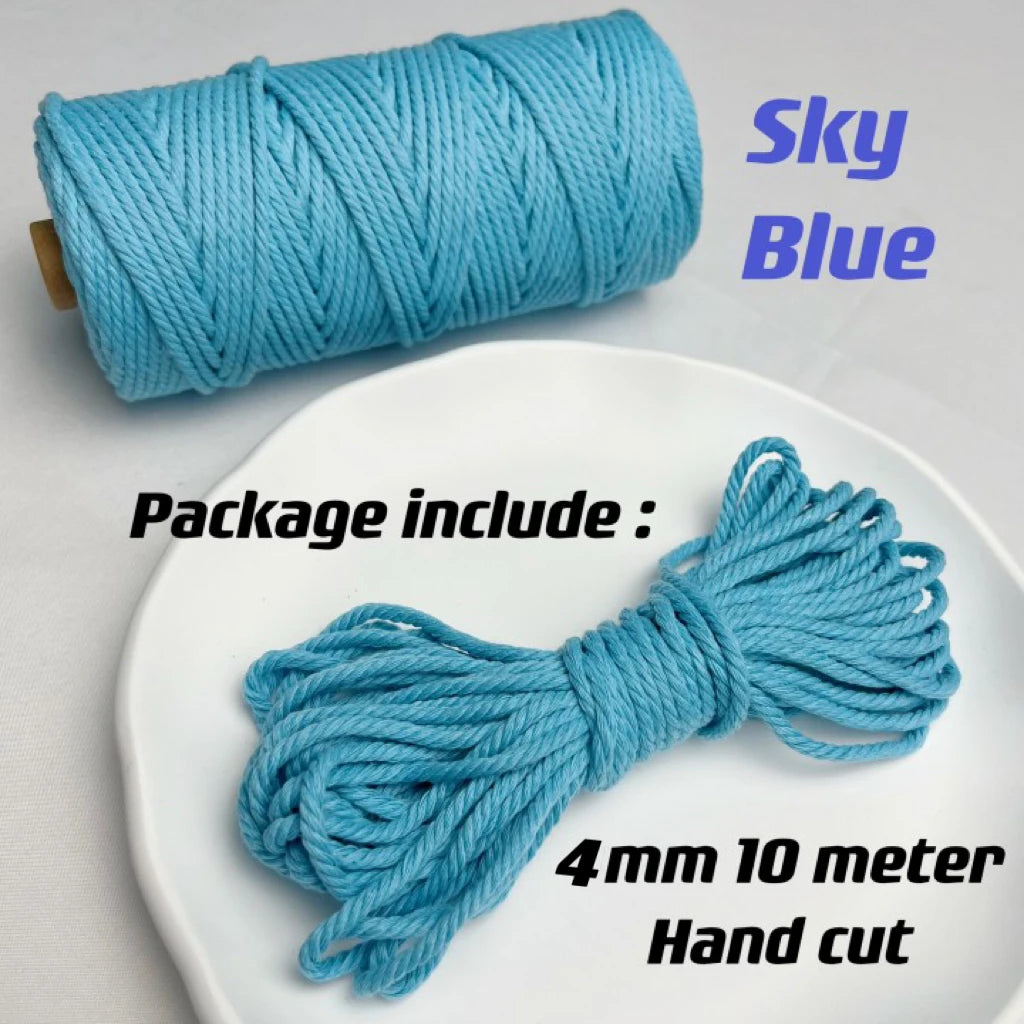 10m 4mm Braided Cotton Macrame Rope – Natural DIY Craft Cord