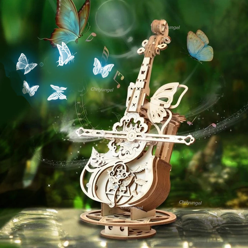 3D Wooden Cello Puzzle DIY Music Box Model Kit